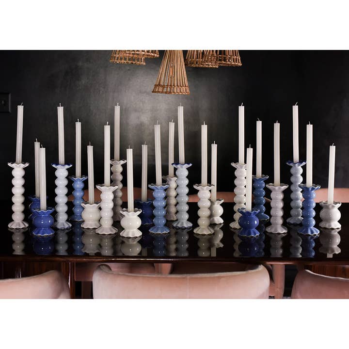 Coton Colors - Wholesale Candle Holder - Smoke Large Ruffle Knobbed Candle Holder