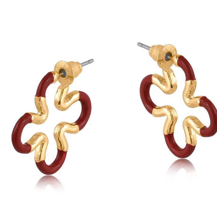 Sophia Squiggle Two Tone Enamelled Earrings for wholesale by Big Metal London