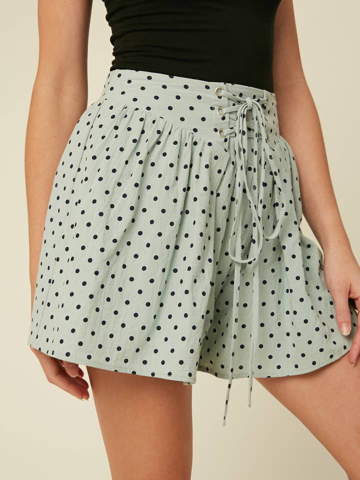 Polka Dot Lace-Up Shorts LP0079 for wholesale by Listicle