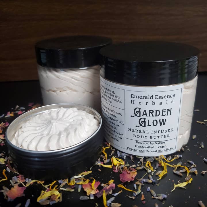 Garden Glow Herbal Body Butter for wholesale by Emerald Essence Herbals