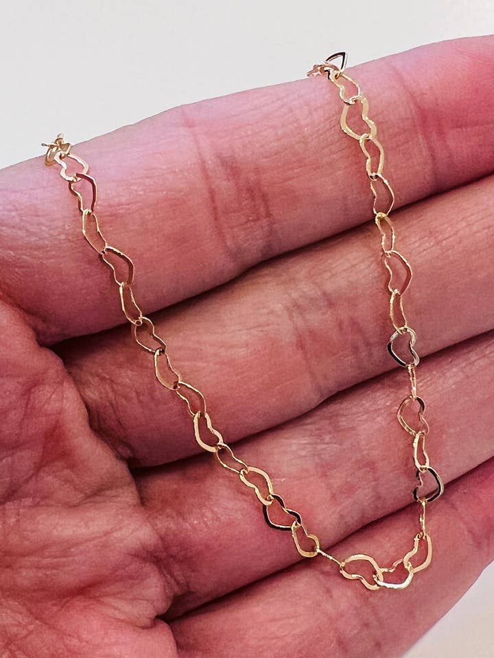 Gold Filled 3mm Heart Anklet | Dainty Foot Jewelry for wholesale by Haus of Monogram