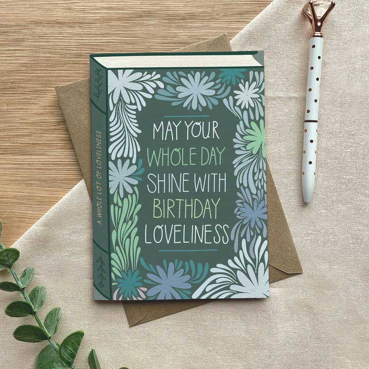 Birthday Loveliness – Luxury Book Greeting Card for wholesale by Two For Joy Illustration