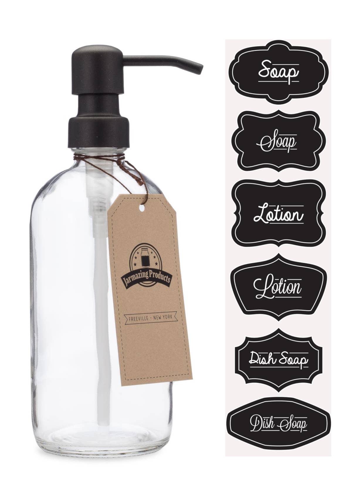 Jarmazing Products - Wholesale Soap Dispenser - Clear Glass 16oz Bottle Soap and Lotion Dispenser0