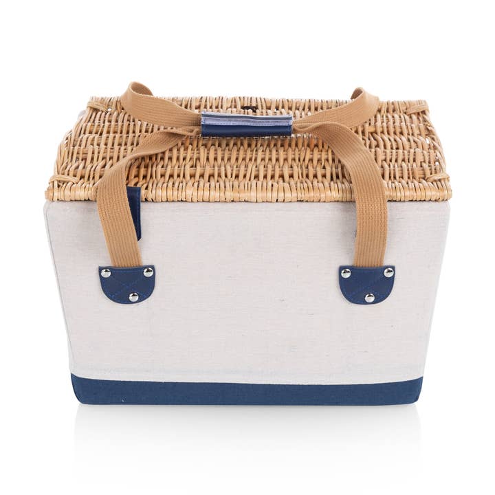 Beige Canvas with Navy Blue Accents Boardwalk Picnic Basket for 2 for wholesale on Faire14