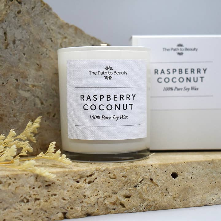 Petite bougie ~ Framboise et noix de coco pour la vente par The Path to Beauty