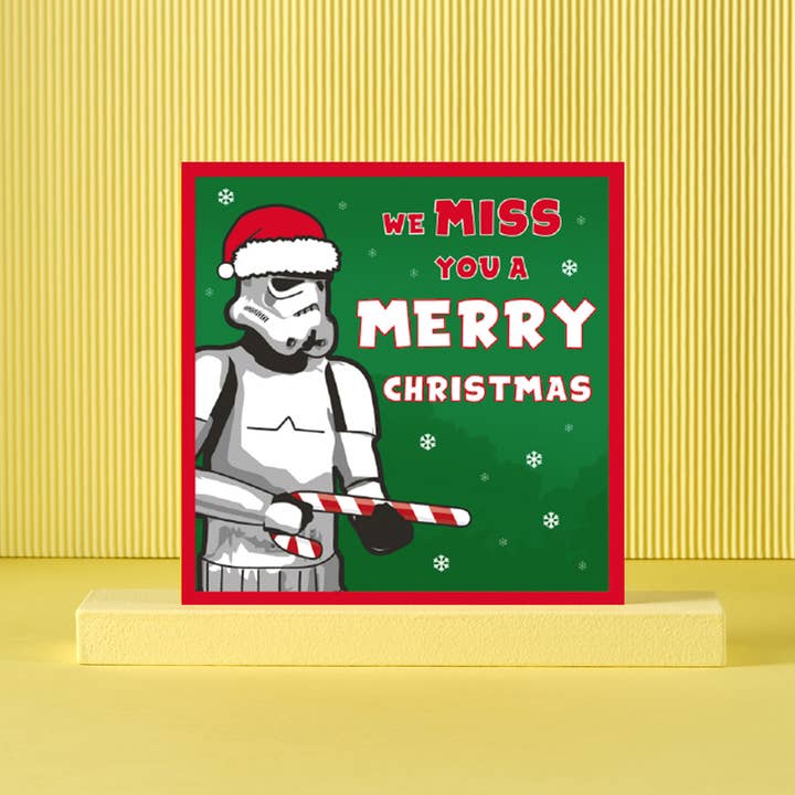 Original Stormtrooper Miss You A Merry Christmas Card for wholesale by Cardology
