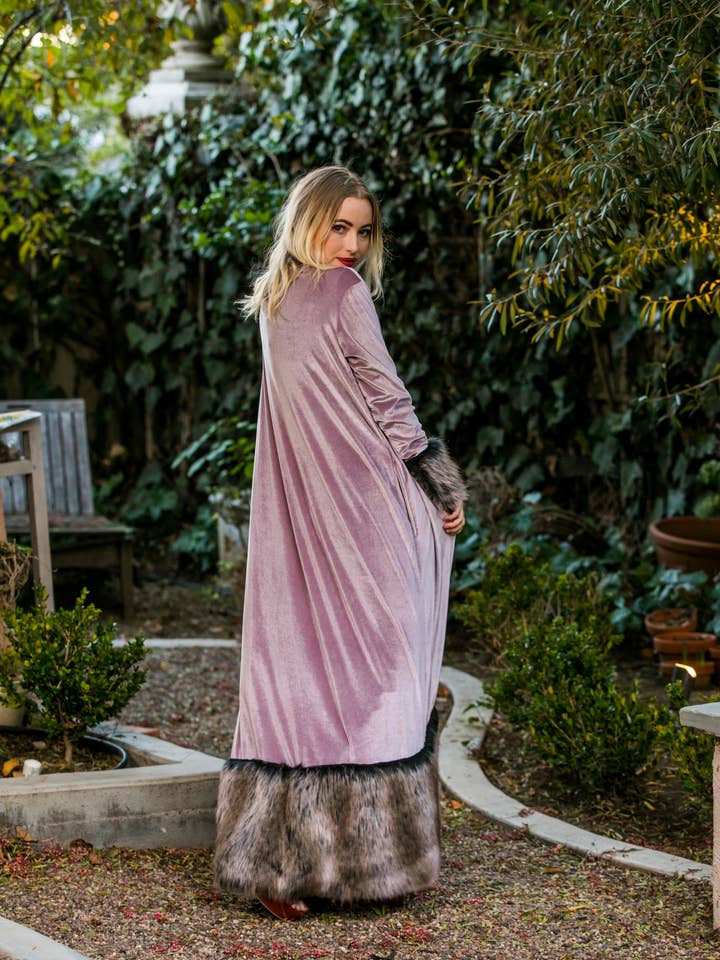 Jennafer Grace - Wholesale Peacoat - Women's - Blush Velvet Faux Fur Cuff Jacket