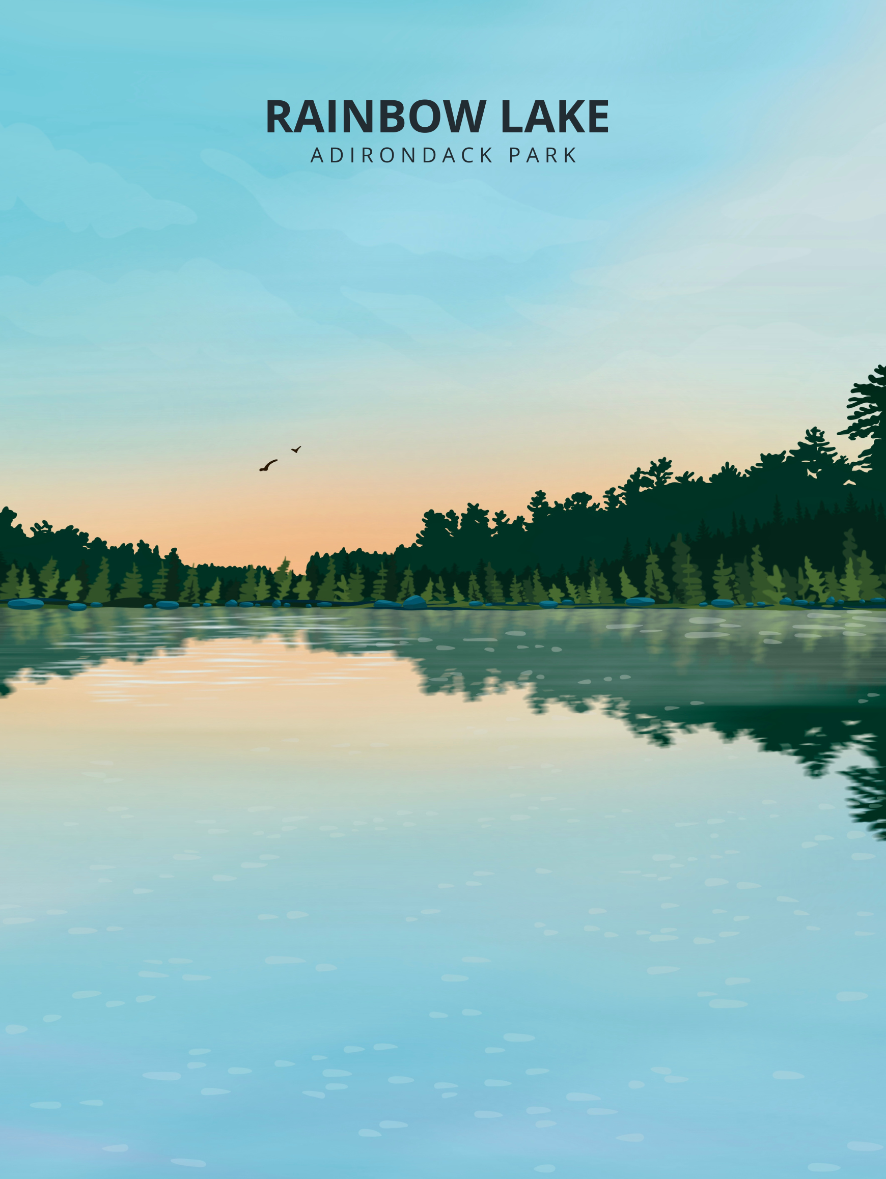 Boreas Design Shop - Wholesale Art Print - Rainbow Lake Print - Adirondacks, New York1