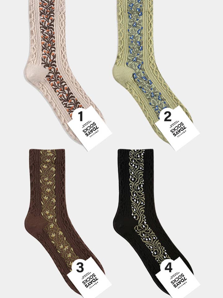 Chaussettes femme à motif floral Earnest Crew pour la vente par 7DAYSSOCKS