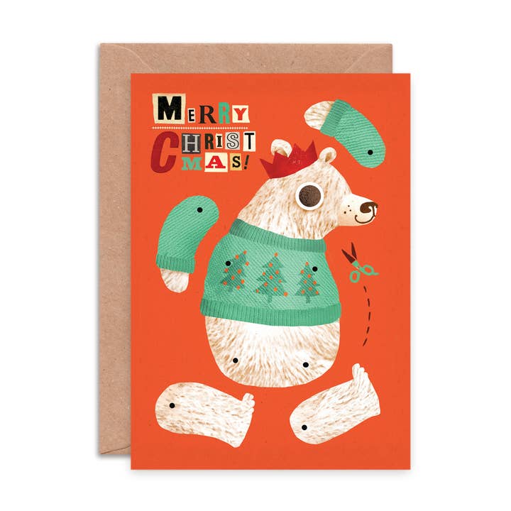 Carte de Noël Marionnette Ours Polaire à Épingles | Activité pour Enfants pour la vente par Emily Nash Illustration Greeting Cards