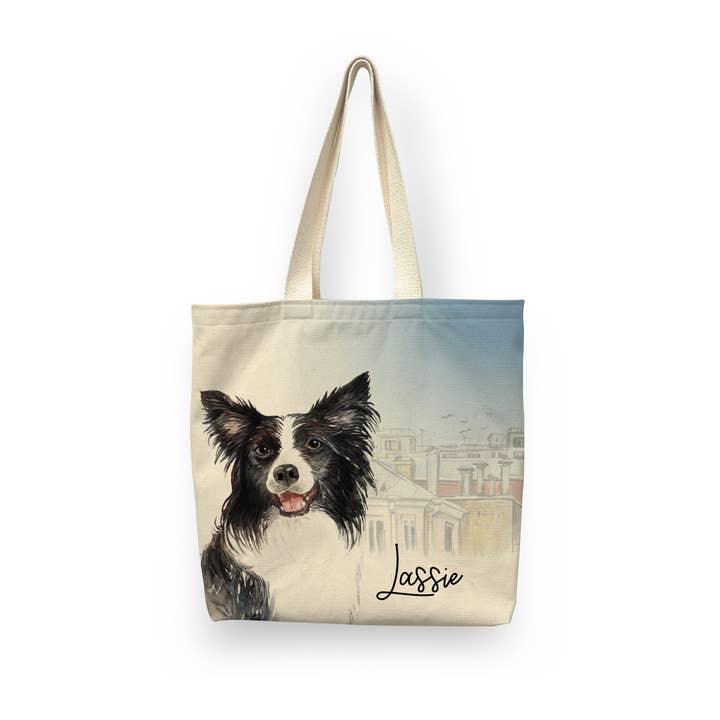 Women's Watercolor Dog Design Personalized Tote Bag for wholesale by Sam and Zoey
