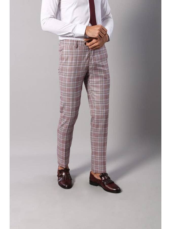 Bourgogne Costume italien cintré à carreaux bordeaux - Wessi en vente sur Faire5