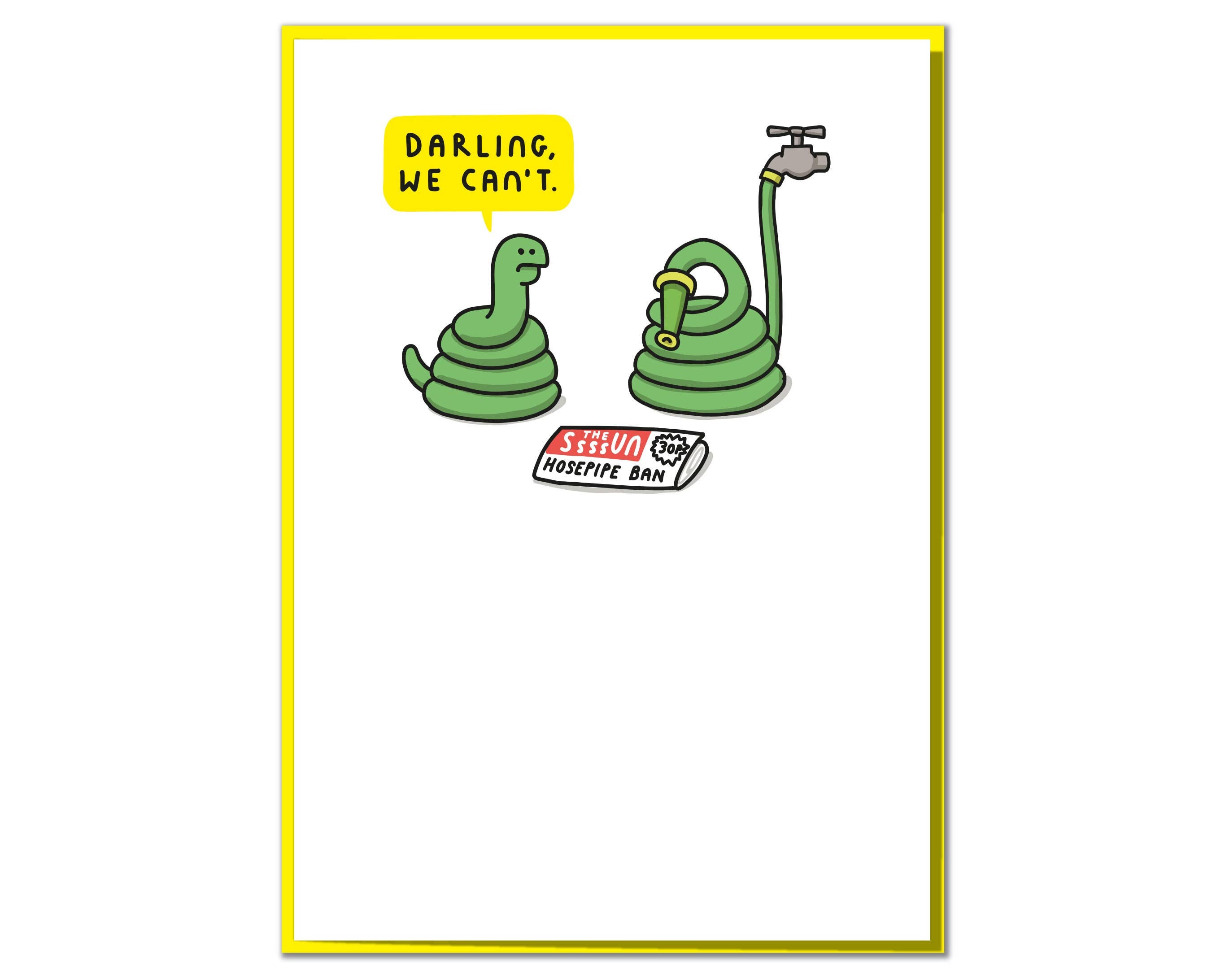 Mungo And Shoddy – wholesale Birthday card – Darling, We Can'T. Funny Hosepipe Ban Birthday Card0