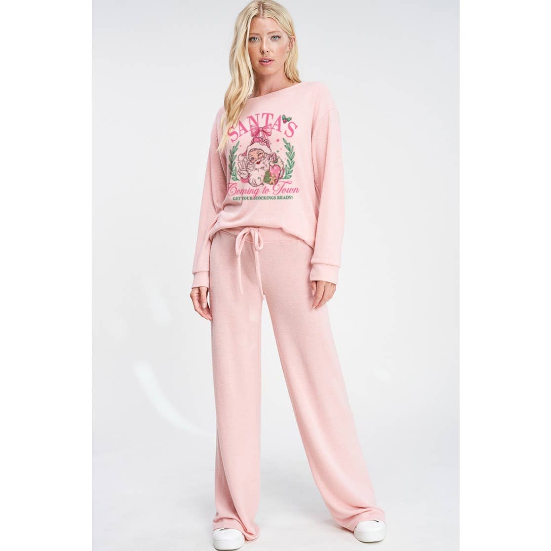 Phil Love - Wholesale Lounge Set - Women's - Santa Christmas print soft loungewear set4