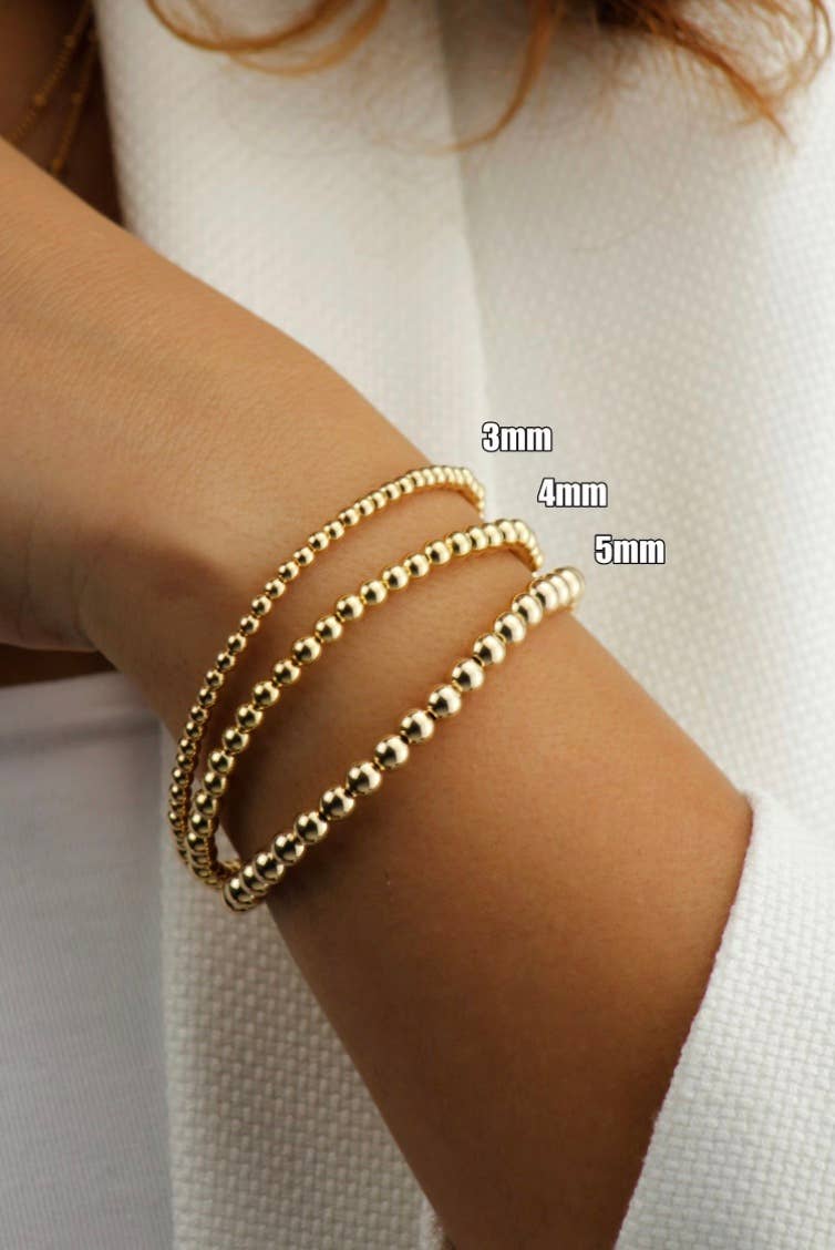 HoopLa - Wholesale Beaded Bracelet - Beads-Stacking Stretch Bracelets Steel Gold 14K  Waterproof2