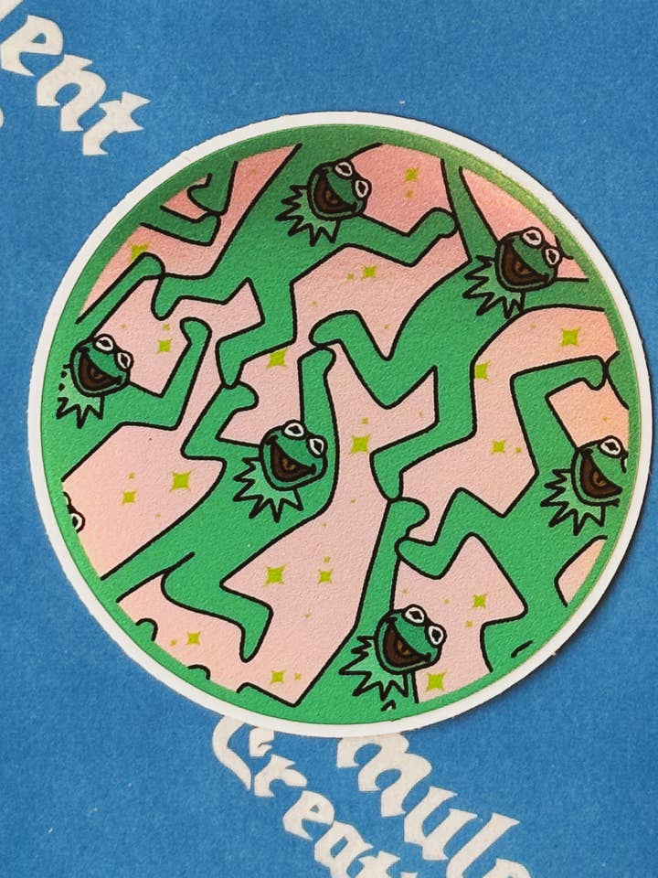 Kermit Haring // Holo Sticker for wholesale by Cromulent Creative