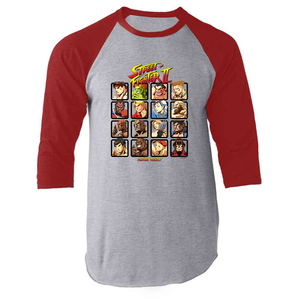 Pop Threads - Venta al por mayor Camiseta serigrafiada - Unisex - Camiseta unisex de los años 90 de Street Fighter 2 Player Select para videojuegos6