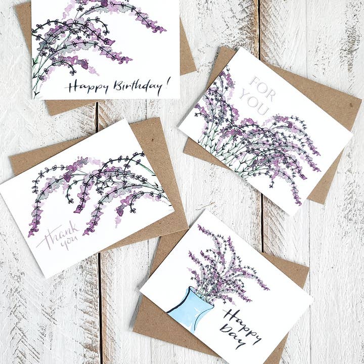The Painted Pen - Wholesale Birthday Card - Lavender Mini Cards