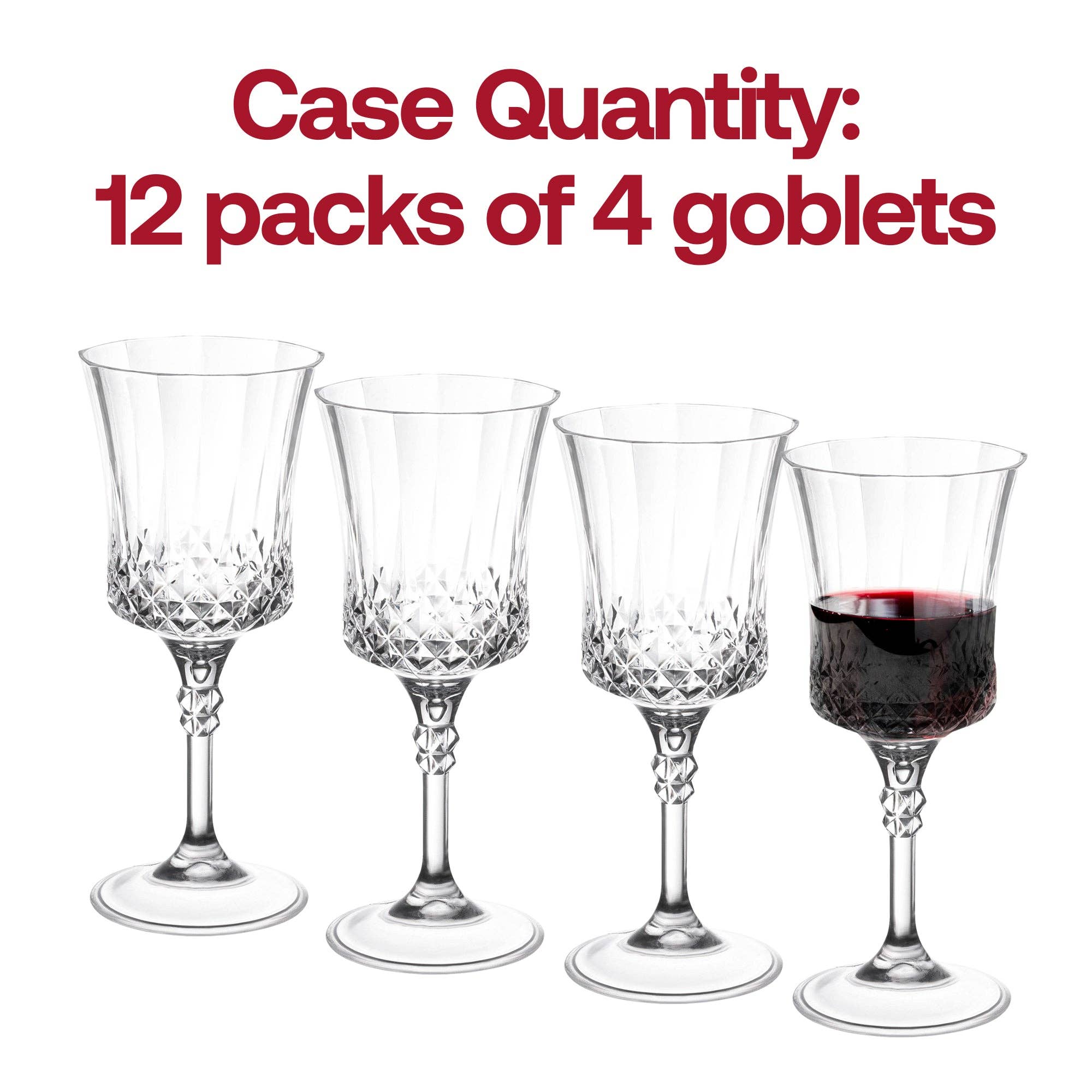 Smarty had a Party – wholesale Wine glass – 11 oz. Crystal Cut Plastic Wine Goblets - 4 Goblets4