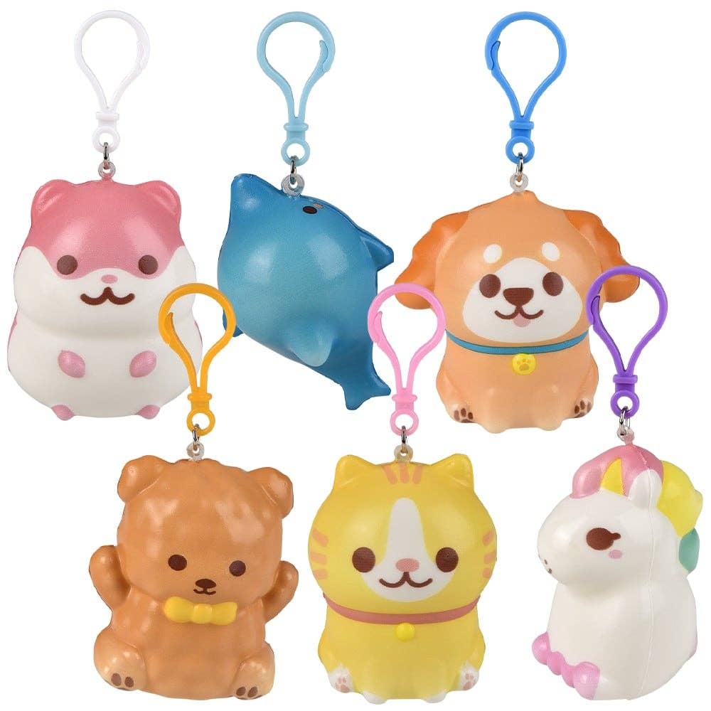 La Luna Bella - Toys - Vendita all'ingrosso Giocattolo classico - Bambini - Clip per zaino Kawaii Animals Squish da 3,25" - LLB Toys1