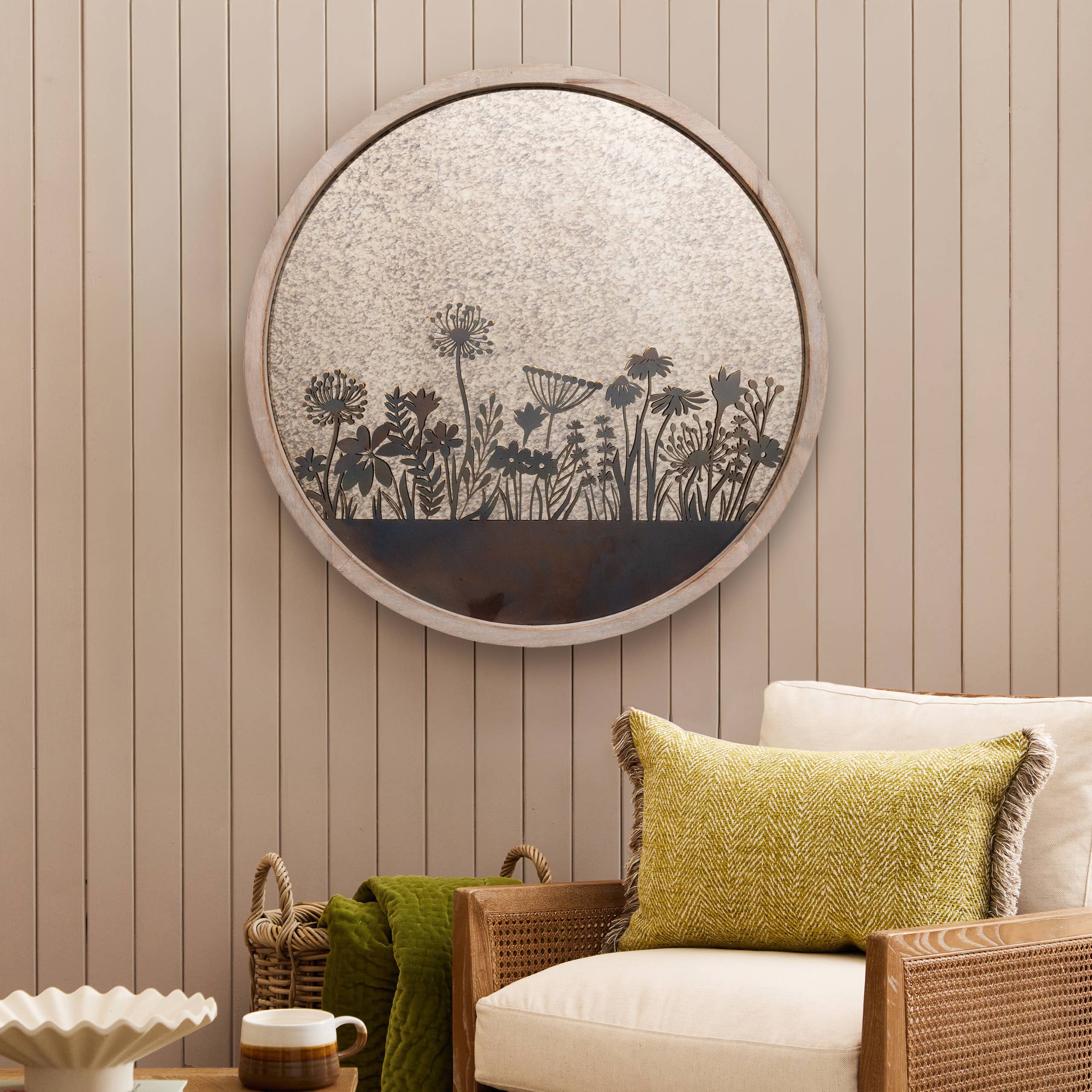 Fleur Et Faune Circle Antique Mirror Greywash for wholesale on Faire0