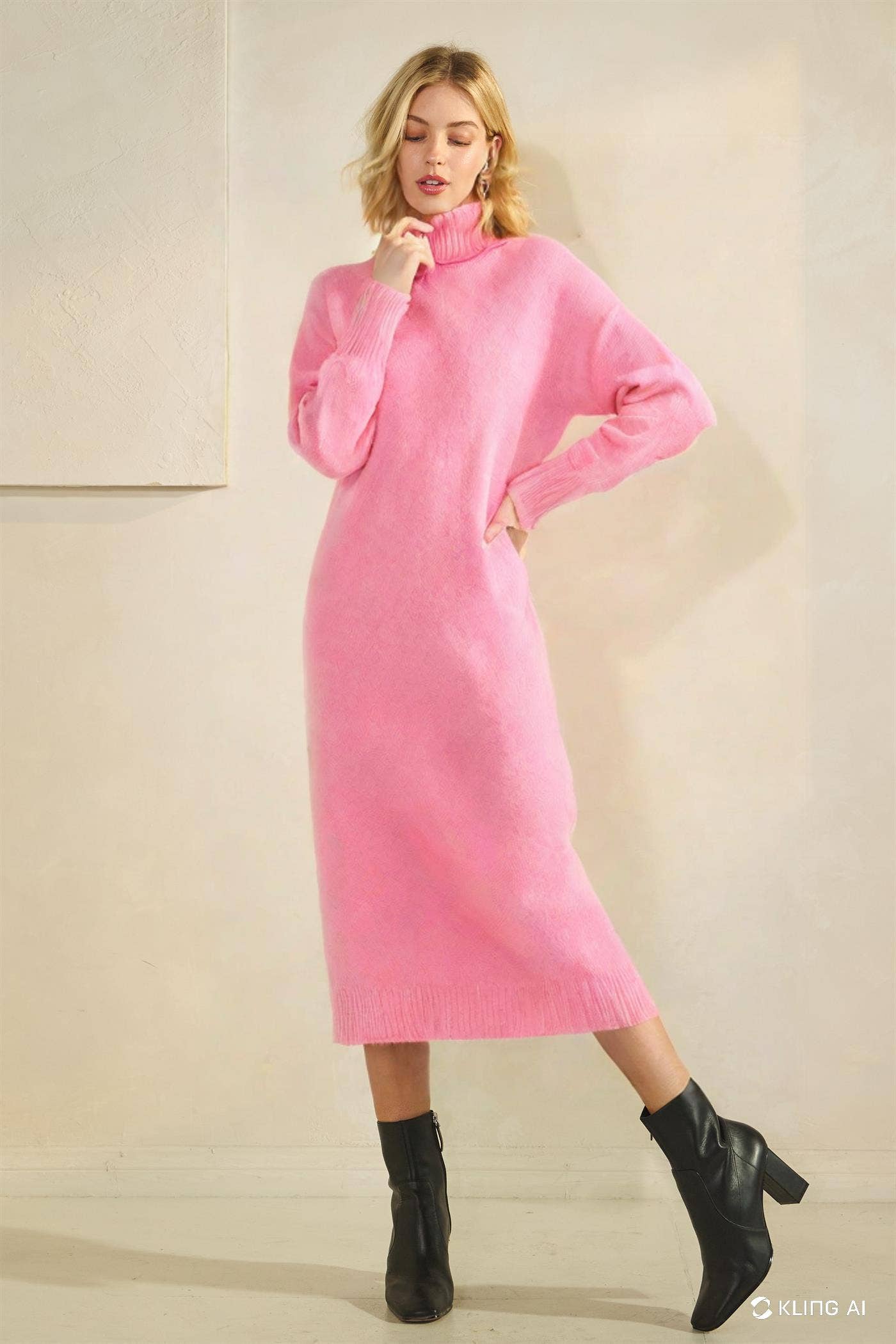 GeeGee x Lovelo - Wholesale Dress - Women's - Plus Midi Sweater Dress OD51977PL9