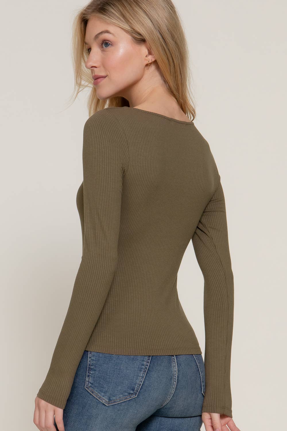Active Basic | Active USA - Wholesale Knit Top - Women's - Long Sleeve Round Neck Double Layer Tee17