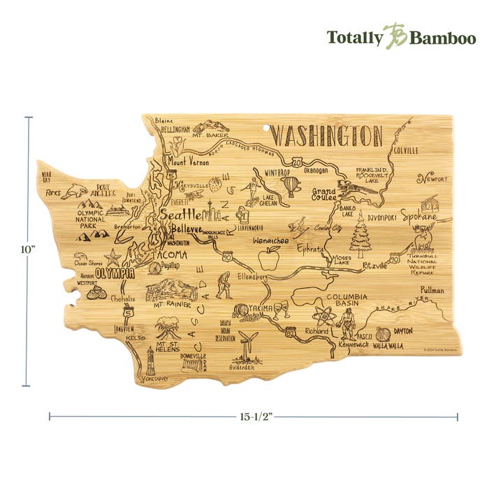 Totally Bamboo - Wholesale Cheese Board - Destination Washington Cutting Board with Engraved Artwork5