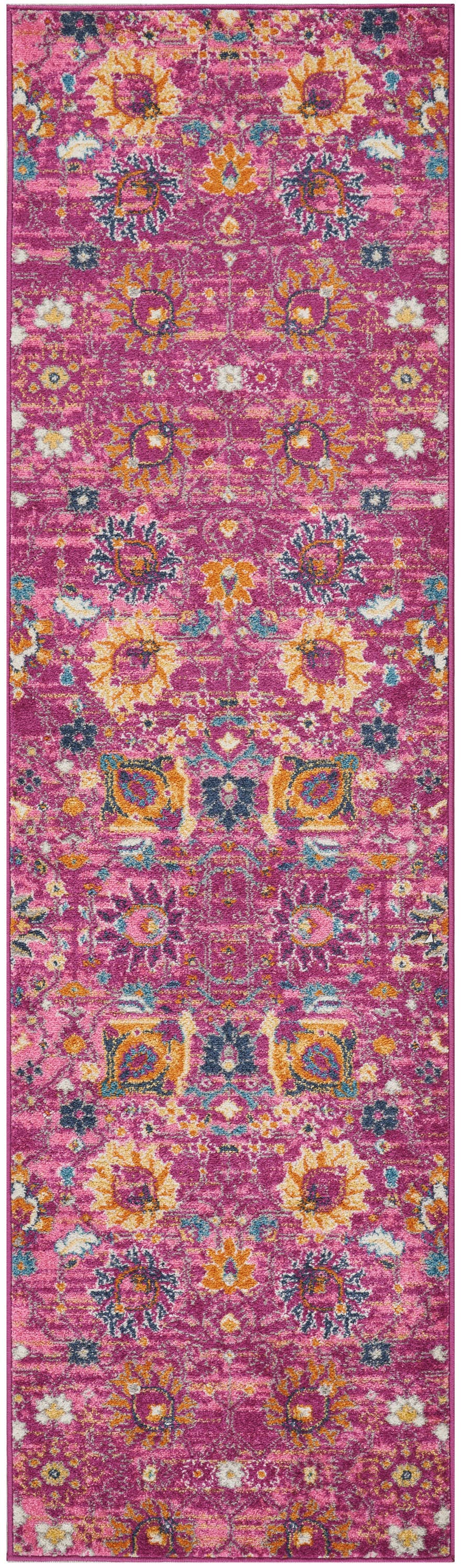 HomeRoots - Wholesale Runner Rug - 10' Pink Floral Power Loom Runner Rug0