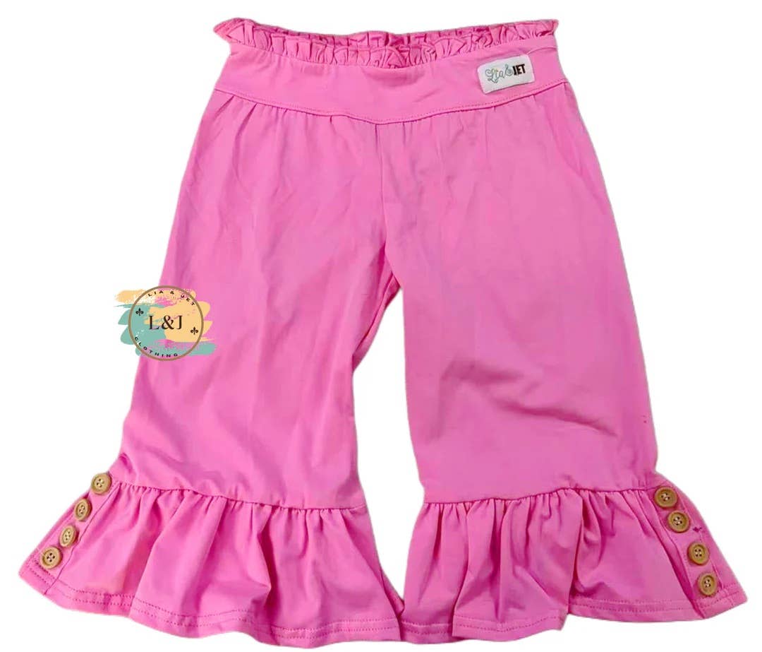 Lia’s Sole Mates - Wholesale Pants - Kids - Remi Capris- Bubble Gum Pink0
