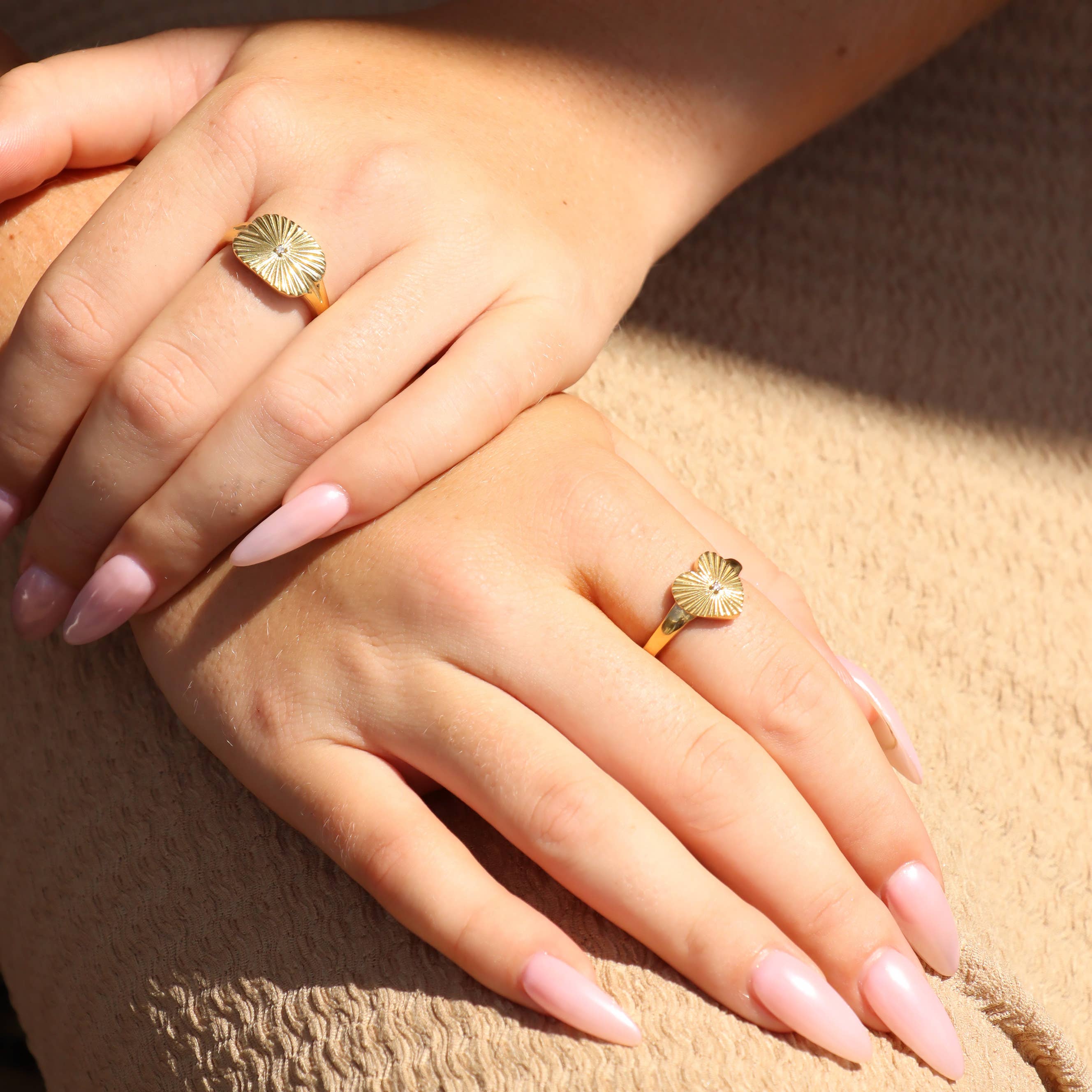 WJW - Wholesale Multi-Stone Ring - Gold Stainless Steel Cubic Zirconia Sunburst Rectangle Ring6