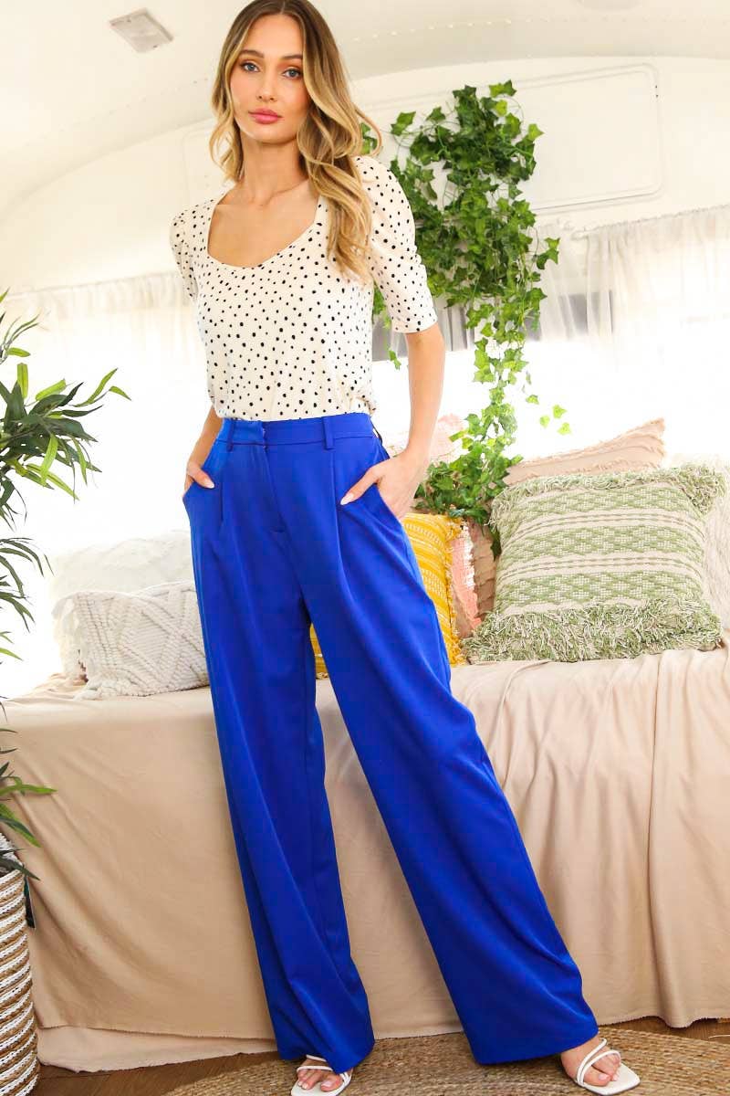 Vine & Love - Venta al por mayor Pantalones - Mujer - Pantalón de Pierna Ancha de Tiro Alto VP8124115