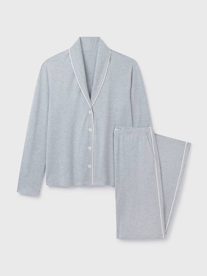 Shawl Collared Pyjama Set for wholesale by Lavender Hill