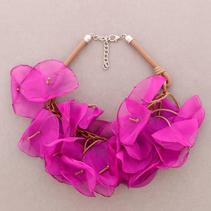 Sonata - Wholesale Snap Jewelry - Choker Rubber Fabric Flowers