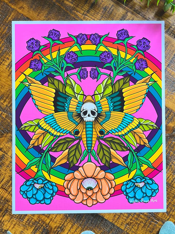 Rainbow Death Moth Art Print for wholesale by Holli Rose Art