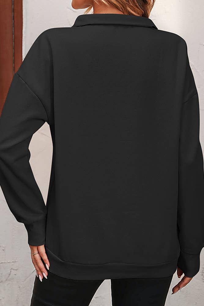 UNISHE - Wholesale Sweatshirt - Women's - Plain Half Zipper Sweatshirt MD09115