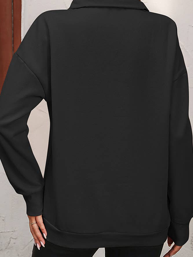 UNISHE - Wholesale Sweatshirt - Women's - Plain Half Zipper Sweatshirt MD09115