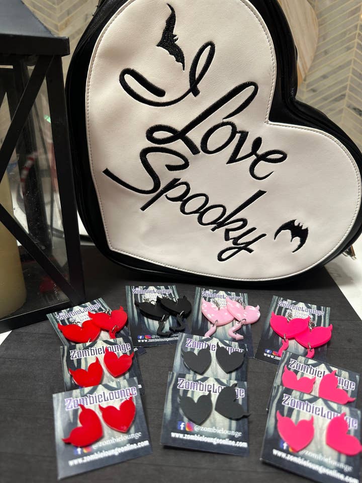 Devil Hearts Earrings for wholesale by Zombie Lounge Bootique