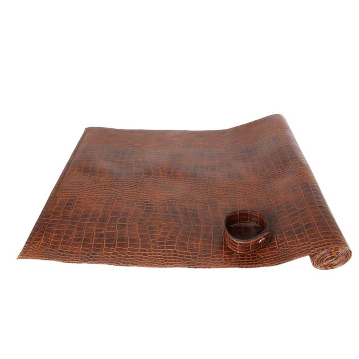 Crocodile leather table runner, light brown, 150 cm, artificial leather for wholesale by Signature Home Collection GmbH