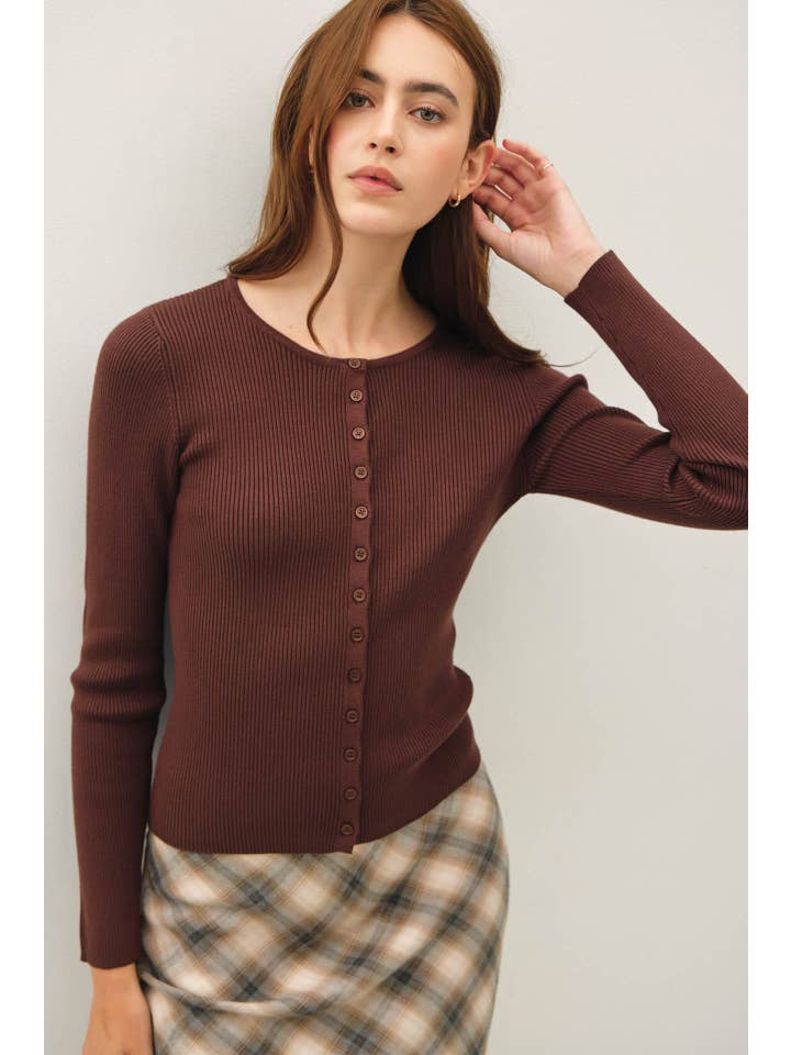 Be Cool - Wholesale Cardigan - Women's - RIBBED BUTTON UP CARDIGAN 4