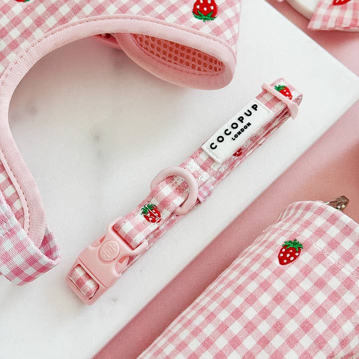 Cocopup London – wholesale Pet collar – Dog – Strawberry Picnic Pup COLLAR1