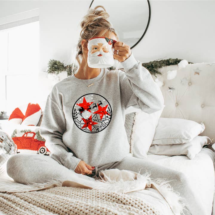 Crossaid - Wholesale Screen Printed T-Shirt - Women's - Snowy Town Tristar crew fleece sweatshirt