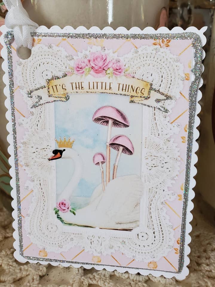 Gift Tag It's The Little Things Swan n Lace for wholesale by Little Heart Designs