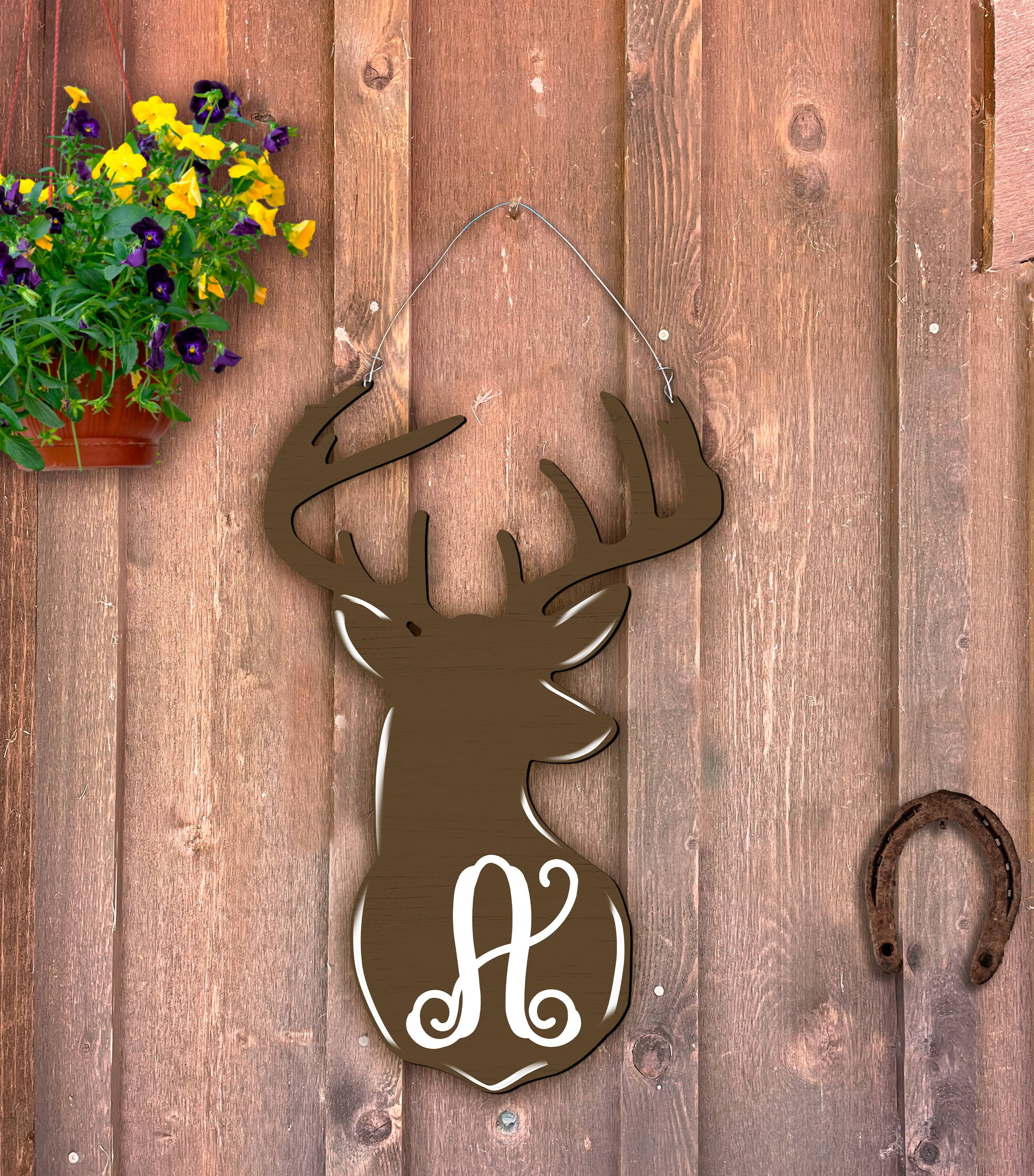 Steel Southern Designs - Wholesale Door Hanger - Deer Head Initial Door Hanger2