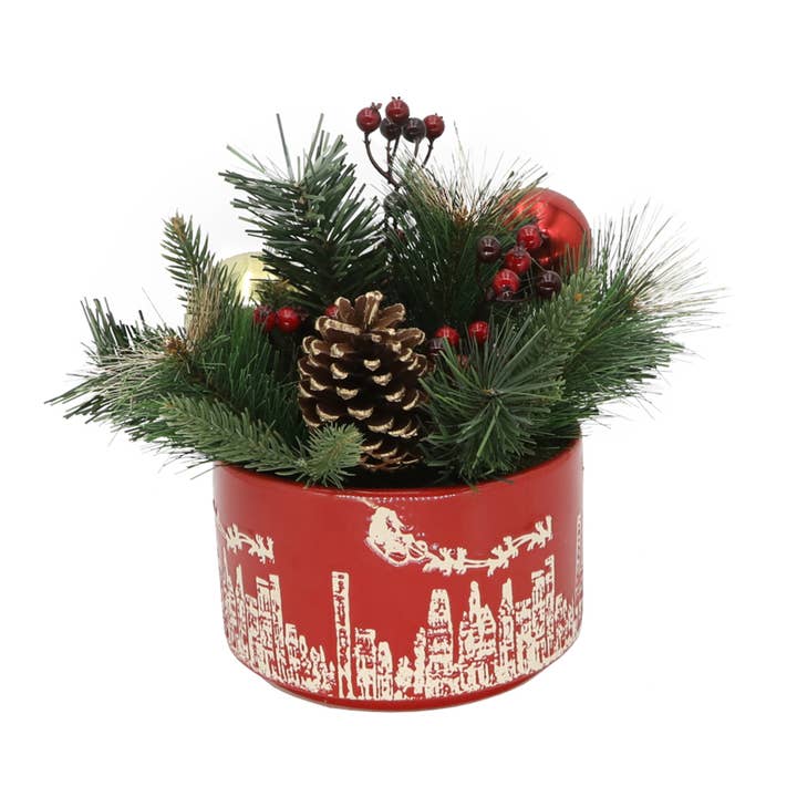 Rode Kerstman Skyline Vakantie Dennenarrangement voor wholesale door Flora Bunda Inc