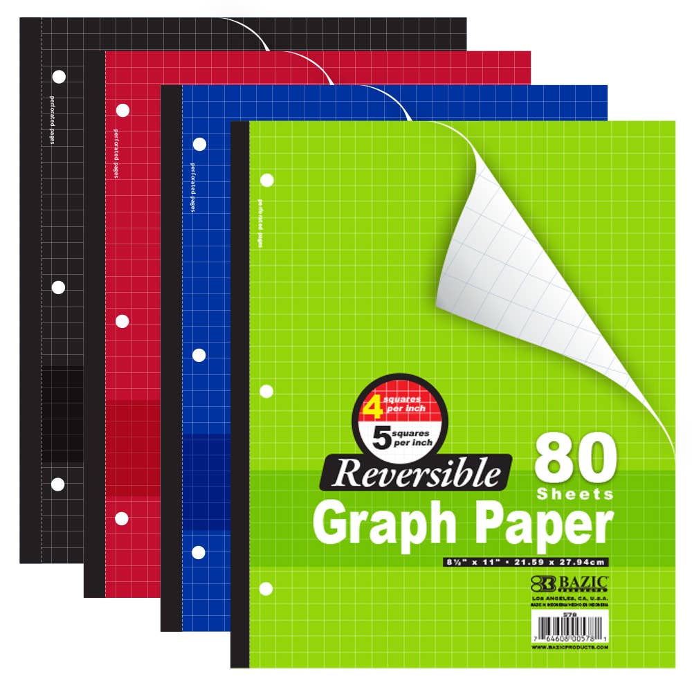BAZIC Products - Wholesale Notebook - Notebook Reversible, Quad Ruled 8.5" X 11" 80 Ct.0