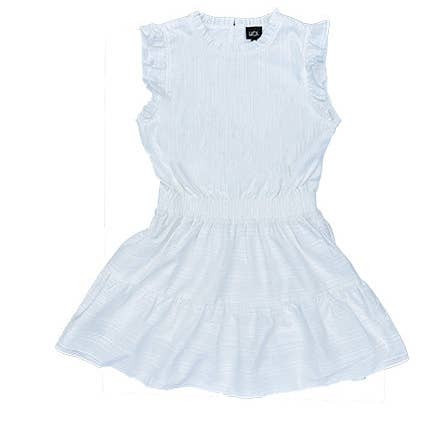 A11 White Ruffle Shoulder Sleeveless Dress for wholesale by Little Olin