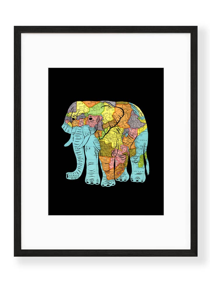 The Matriarch Elephant Print - Africa Map for wholesale by Granny Panty Designs