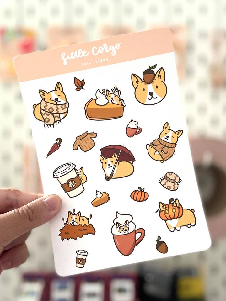 Mango Fall Vibes stickervel voor wholesale door LittleCorgo