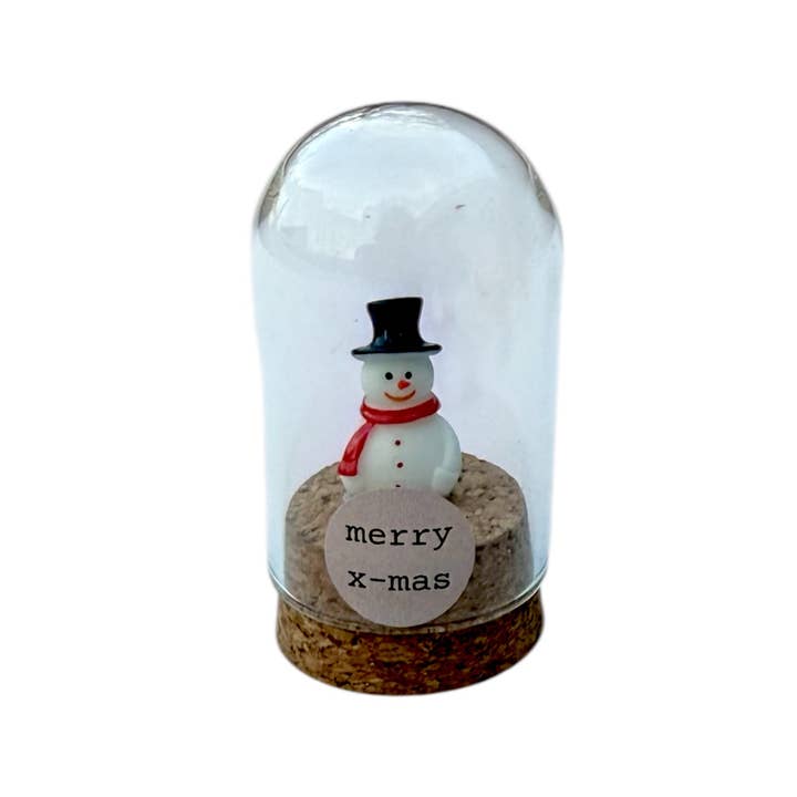 Snowman in a cloche for wholesale by Sidedish Cards